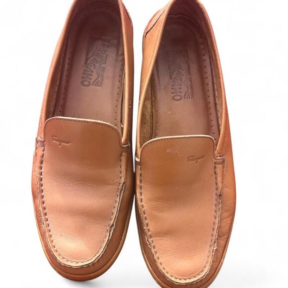 Salvatore Ferragamo Women's Leather Loafers Flats Size 8 Camel Brown - Picture 4 of 7